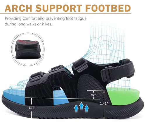 Image of ONCAI Women's Walking Sandals with Arch Support Hiking Athletic Sandals Woman Outdoor Cushion Footbed Water Summer Thick Rubber Soles Sandalias Mujer Size 6-12