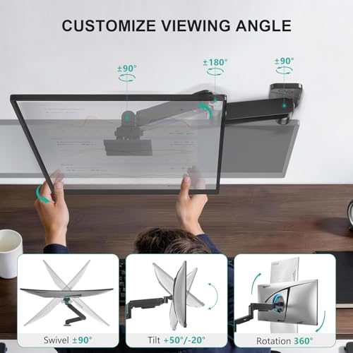 Image of WALI Monitor Wall Mount for 13-49 Inch Ultrawide Screens, Heavy Duty Single Monitor Mount Holds up to 44 lbs, Adjustable Wall Mount Monitor Arm, 75 /100mm VESA Mount (GSWM001-P), Black
