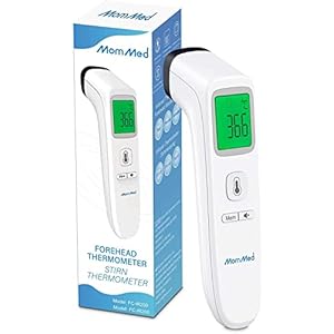 MOMMED Thermometer, No Touch Digitale Infrarood Thermometer voor Baby Kids Volwassenen, Voorhoofd Thermometer met LCD Display, Thermometer Gun Met Koorts Alarm en Geheugen Recall Functie