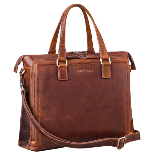 STILORD 'Claire' Sac Business Femme en Cuir Véritable 15 Pouces | Cartable | Sacoche pour Ordinateur Portable DIN A4 | Sac à Bandoulière et à Main pour...