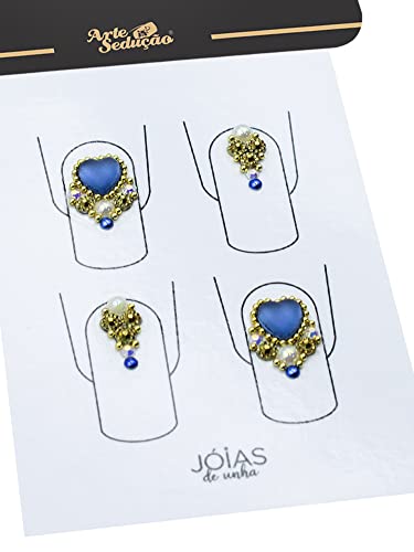 Kit 20 Jóias de Unha Adesivos Pedrarias para Unhas, Arte Sedução
