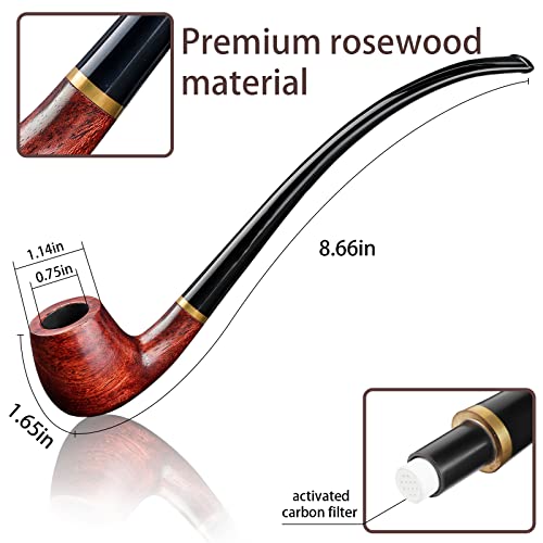 Joyoldelf Tobacco Pipe Smoking Pipe Rosewood Exquisite Handcrafted Churchwarden Tobacco Pipe - Complete Starter Set - Image 5