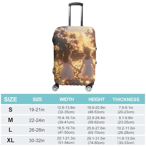 Travel Luggage Cover Spandex Suitcase Protector Washable Baggage Covers Girls Holding Hands Elastic Scratch-Resistant Luggage Cover Protector Fits 18-32 Inch Luggage2