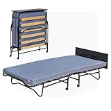 Lourini® Cama Plegable 90x190 cm con Colchón, Cama Portátil Plegable para Dormir Supletoria, Plegatín 90x190 cm con Colchón Individual, Folding Bed Auxiliar para Invitados