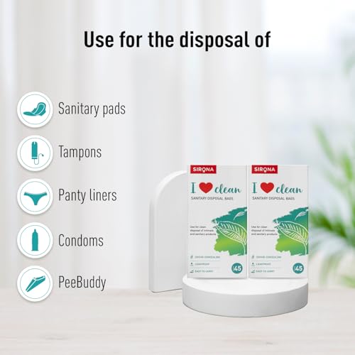 Image of Sirona Personal Disposal Bags - 90 Count | For Discreet Disposal of Sanitary Pads, Panty Liners, Tampons & Condoms | Compact & Odour-Resistant Design
