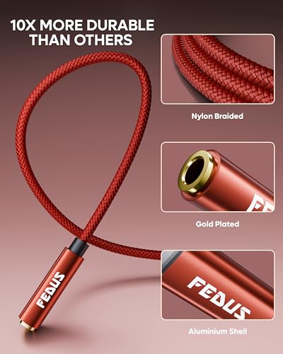 Image of FEDUS Novus USB Type C to 3.5mm Audio Jack Adapter Connector Cable, Built-in DAC, Aux with Mic, Headphone Earphones Converter For iPhone 17 /16 /15 Pro Max, Samsung Galaxy S26 /S25 /S24 Ultra,OnePlus,iPad
