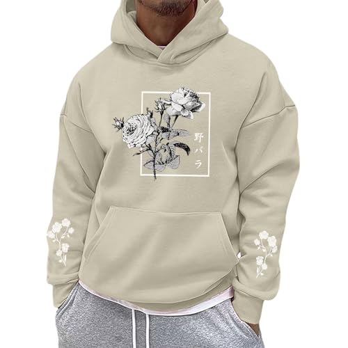 Rose Floral Graphic Hoodie for Men Aesthetic Japanese Cool Hoodies Oversized Trendy Streetwear Pullover Sweatshirt2