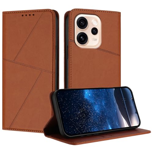 �X�}�z�P�[�X �Ή��@�� for Oppo Reno15 / Reno 15c �}�O�l�b�g�J�� [PU���U�[ + �X�}�z�P�[�X] �E�H���b�g �J�[�h�X���b�g �t���b�v�X�^���h Brown