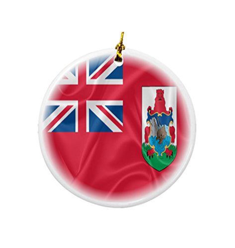 Rikki Knight Ornamentos de Natal frente e verso em porcelana redonda design bandeira das Bermudas