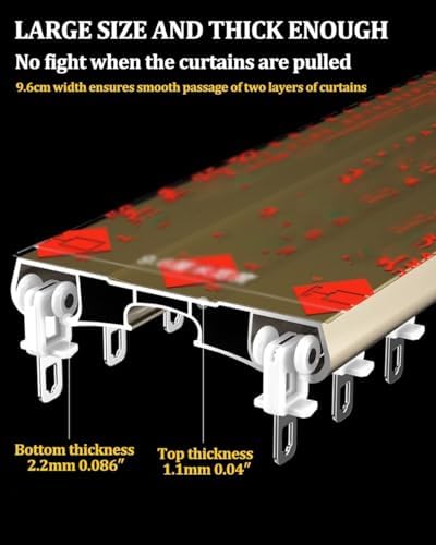 Double Curtain Rod Set - Ceiling or Wall Mounted Curtain Rail with Rollers & End Caps, Ideal for Room Dividers, Smooth Operation & Durable Design for Home Decor