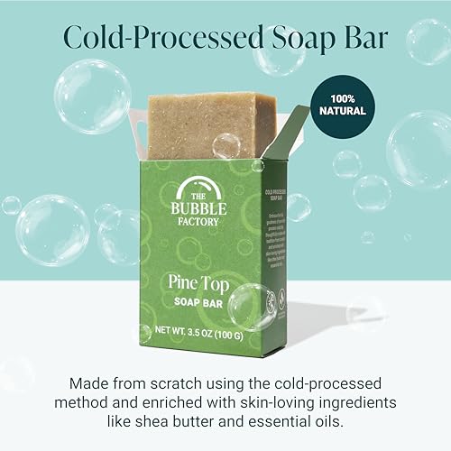 Image of Handmade Natural Bath & Body Soap Bar, Vegan, All-Natural, Palm Oil Free, Made in USA with Shea Butter + Essential Oils, Pine Top, 3 Bars
