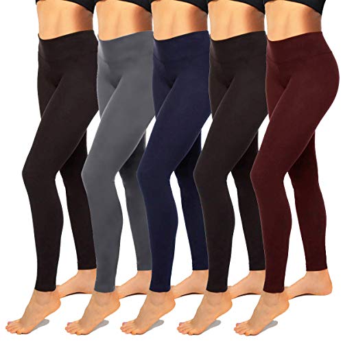 Womens Leggings-High Waisted Black Leggings for Women-Premium Leggings for Workout, Yoga (5 Pack Black,Black,Navy,Wine,Dark Grey, Plus Size(L-XXL / Size12-20))