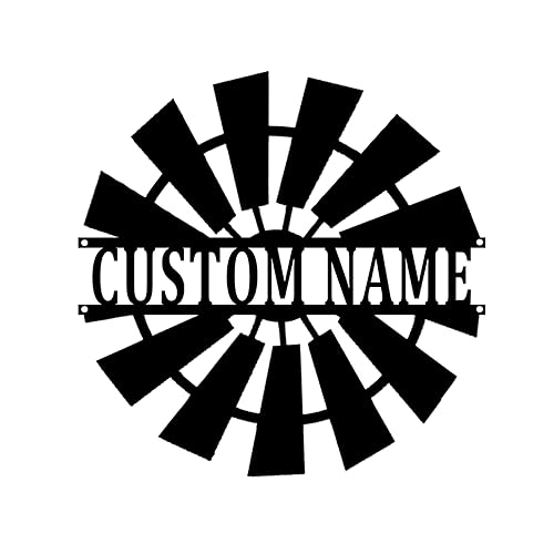 Personalized Windmill Sign Custom Windmill Family Name Metal Sign Black Metal Sign Wall Art Indoor Outdoor Metal Wall Art Gift for Housewarming