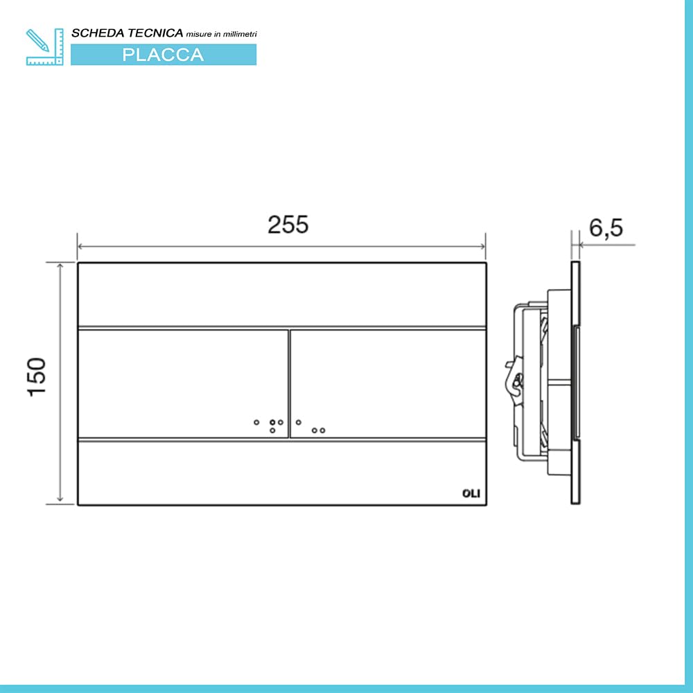 Placca dual cassetta wc Oli74 Plus, doppio scarico azionamento meccanico, slim nero Matt