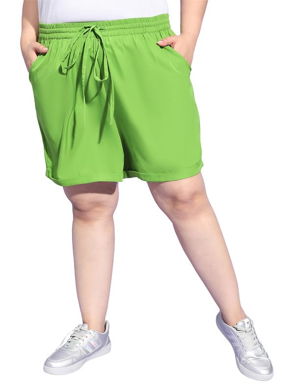 Women Plus Size Elasticated with Tie-Up Detail Shorts-image-26