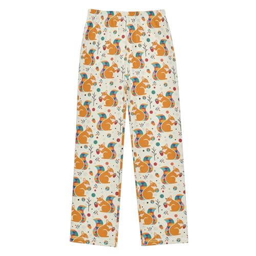 Lovely Squirrel Pine Cone Boys Long Pants Soft Trousers Elastic Waist Kids Lounge Bottoms with Pockets S-XL