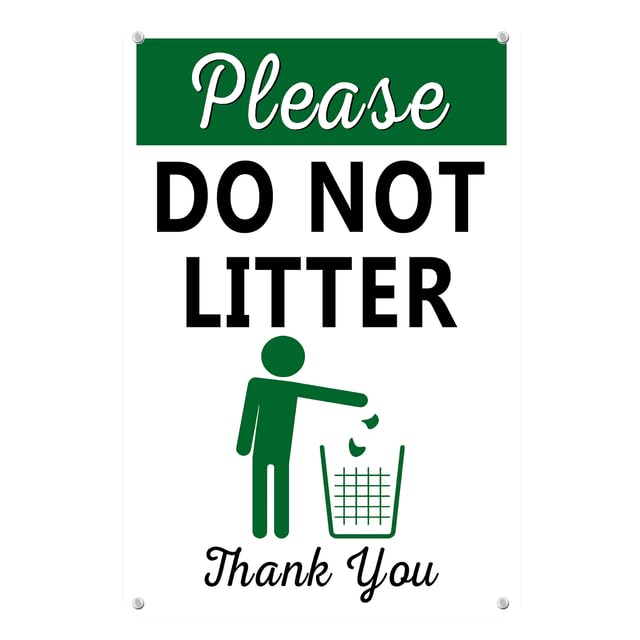 Horienteeon Please Do Not Litter - Thank You Aluminum Sign 20cm×30cm, Sturdy Aluminum Lawn Signs, Warning Sign, Warning Signs for Property Garden Gate