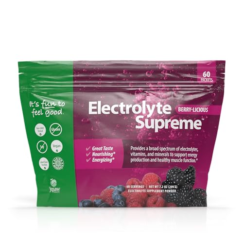 Jigsaw Health Electrolyte Supreme | Broad Spectrum of Electrolytes + Trace Minerals | Berry-Licious Flavor | 60 Servings (Packets) Jigsaw Health Electrolyte Supreme | Broad Spectrum of Electrolytes + Trace Minerals | Berry-Licious Flavor | 60 Servings (Packets)