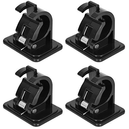 4 Pièces Crochets Support De Tringle à Rideau Auto-AdhéSif, Crochets Support de Tringle à Rideau, Accroche Crochet Rideau Sans Percage Réglable, Pour Cuisine Salle de Bain (Noir)