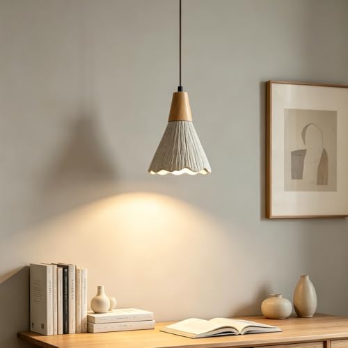 Suspension pierre naturelle E27 réglable : lustre gris wabi sabi