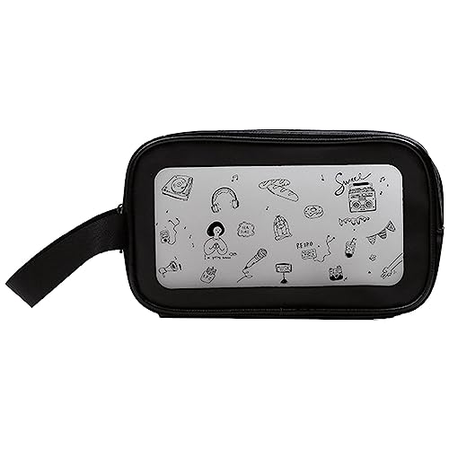 Trousse da viaggio per cosmetici con cerniera impermeabile con stampa trasparente per donne e ragazze B Refer to Unisex