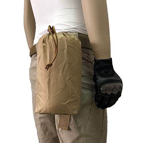 Hoanan Tactical Molle Roll-Up Dump Pouch,Military Drawstring Large Outdoor Water Bottle Pouch Adjustable Belt Utility Fanny Hip Tool Pouch Bag, Coyote Brown #TOP4