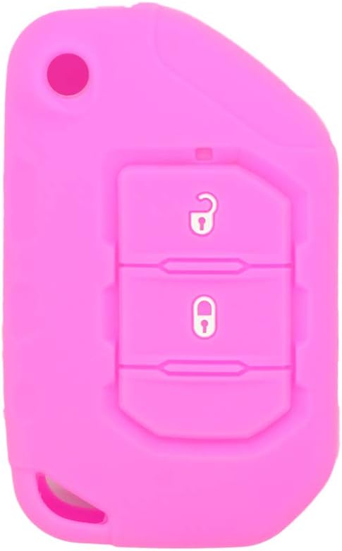BROVACSSilicone Cover Protector Case Holder Skin Jacket Compatible with JEEP Wrangler JL Gladiator JT 2 Button Flip Remote Key Fob CV4762 Kitty Pink