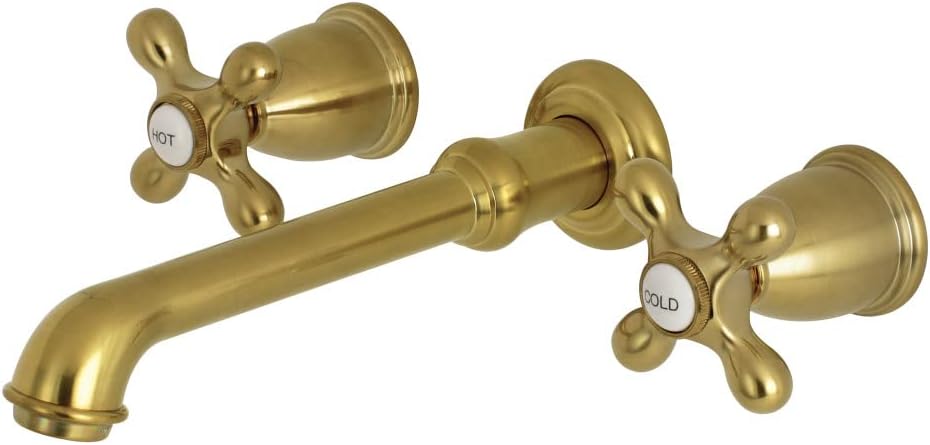 Kingston Brass KS7127AX 8-Inch Center Wall Mount Bathroom Faucet, Brushed Brass