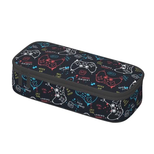 Image of Video Game Controller Large Pencil Case With Zipper Compartments Stationery Pencil Bag For Kids Teens Students School Supplies