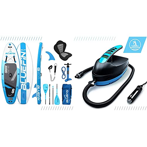 Bluefin Cruise Junior 8′ SUP Package with Electric Paddleboard Pump | Kids Stand Up Inflatable Paddle Board | 6” Thick | Fibreglass Paddle | Kayak Conversion Kit