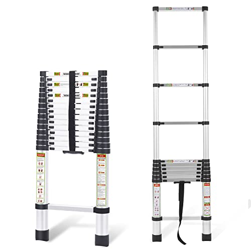 RIKADE Telescopic Ladder, 20.63FT Aluminum Telescoping Ladder with Non-Slip Feet, Portable Extension Ladder for Household and Outdoor Working, 330lb Capacity
