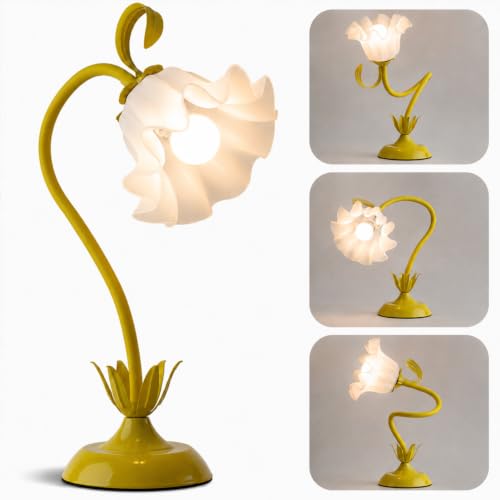 Image of WERFOP Flower Table Lamp Cute Desk Lamp for Bedroom Home Decor (Yellow)