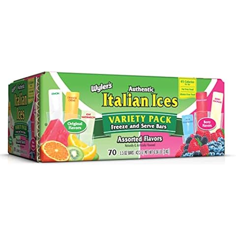 Wyler's Italian Ices, Original And Berries & Cherries Variety Pack, 1.5 Oz Freezer Bars, 70 Count Cover