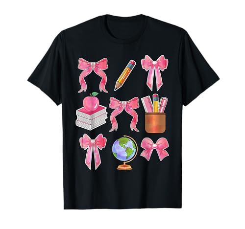 Coquette Bow Student Teacher Life First Day Back to School T-Shirt