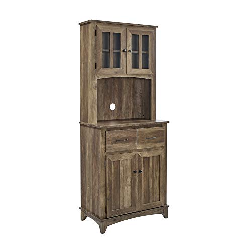Home Source Microwave Storage Stand With Double Door Top And Bottom Cabinets In Reclaimed Barn Wood Look #TOP1
