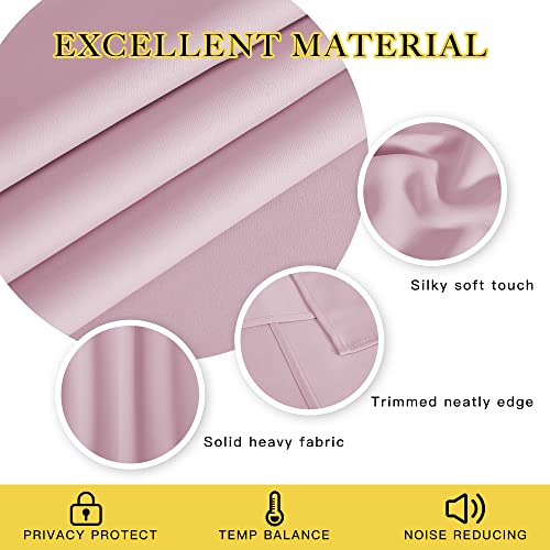 NICETOWN Bedroom Curtain Room Darkening Drapery - Home Fashion Microfiber Thermal Insulated Solid Grommet Room Darkening Curtain for Kitchen (Lavender Pink, 1 Panel, 52 inches Wide by 72 inches Long)