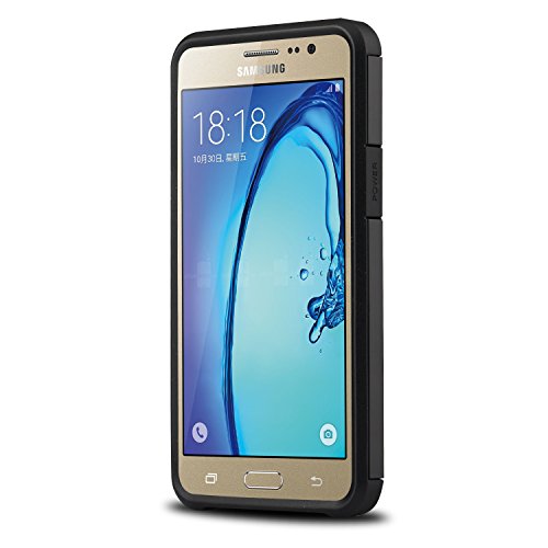 J&D Case Compatible For Galaxy On5 Case, Heavy Duty Dual Layer Hybrid Shock Proof Protective Rugged Bumper Case For Galaxy On5 Case, Black #TOP1