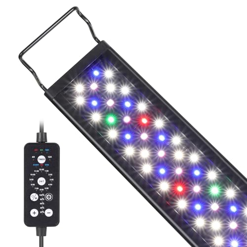 hygger 48W LED Aquarium Light, 48-54 Inch Fish Tank Light with Timer Auto On/Off, Sunrise Sunset Mode, Adjustable Brightness and Colors, Full Spectrum Light with Extendable Brackets for Freshwater