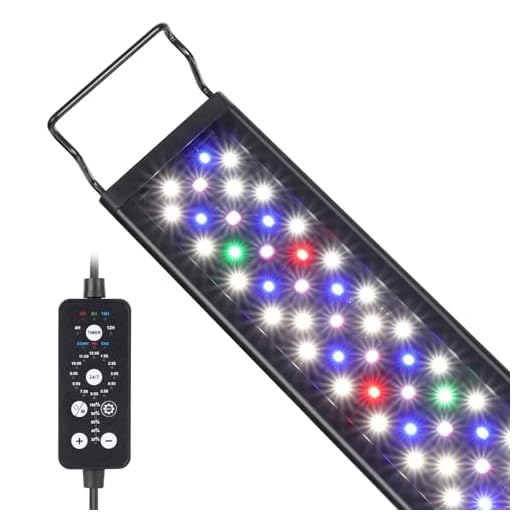 hygger 14W LED Aquarium Light, 12-18 Inch Fish Tank Light with Timer Auto On/Off, Sunrise Sunset Mode, Adjustable Brightness and Colors, Full Spectrum Light with Extendable Brackets for Freshwater