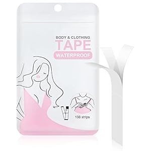flintronic 108 Pièces Fashion Body Tape, Double Face Ruban Adhésif pour Le Corps, Invisible Fashion Beauty Tape Ruban Adhésif pour Vêtements Robe Secret Bra (85 * 18mm)