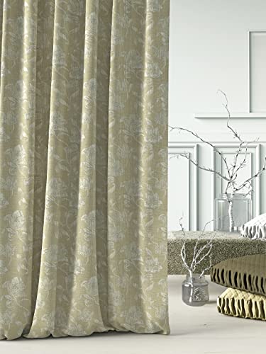 Image of Ddecor Curtain Pack of 1, Polyster Jacquard Curtain, Door 7 FT, Lizella, Room Darkening |135 CM X 225 CM, Beige