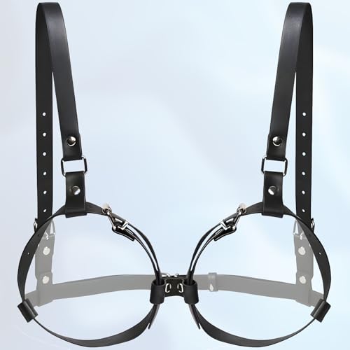 Fesseln sexspielzeug für paare|BDSM dessous sklavin|Sexy Dessous Damen|Sinnlicher Leder-BH für Damen|Geeignet für Cup-Größen von B bis D Black