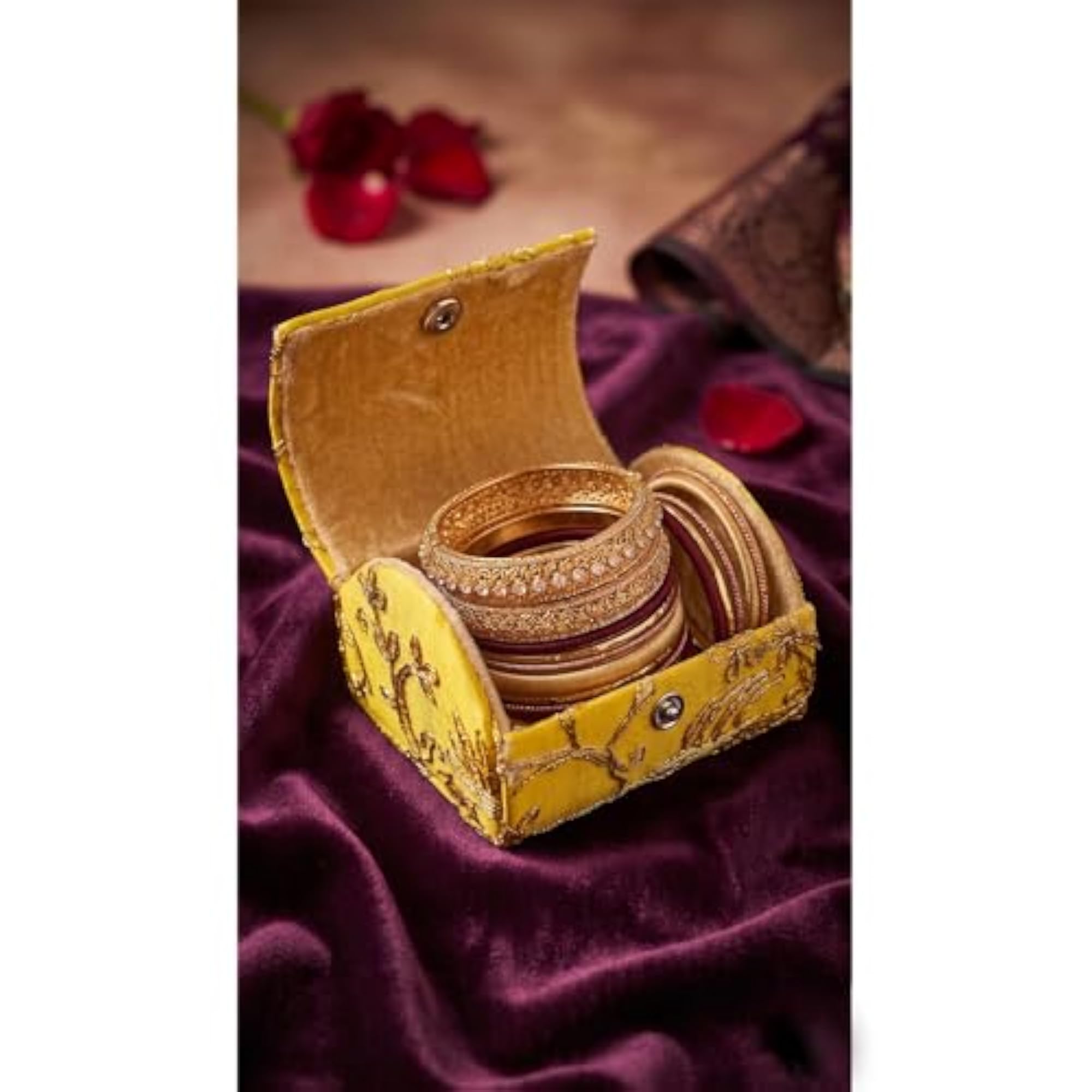 Embroidered Bangle Storage Box for Women, Traditional Organizer