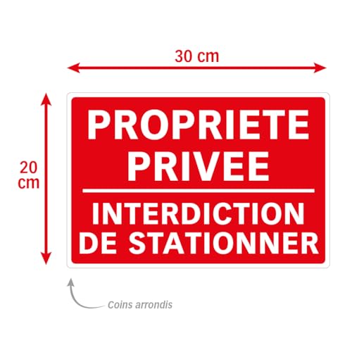 Panneau Propriété Privée Interdiction de Stationner 30x20cm Rigide Extérieur - 3