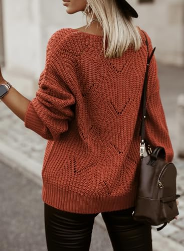 Image of Dokotoo Womens Sweaters 2026 Crewneck Cute Elegant Soft Long Sleeve Hollow Cable Knit Pullover Tops