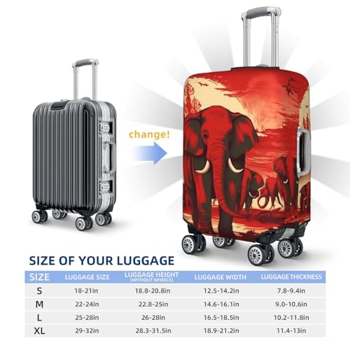 Luggage Cover Elastic Washable Suitcase Cover Dust-Proof Elephants Red Travel Luggage Cover Fashion Suitcase Protector Thickened Baggage Cover Fit 18-32 Inch Luggage Small, Black2