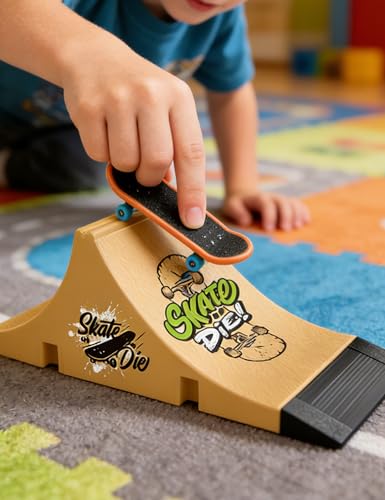 Gxdamxz Finger Skateboard Fingerboard & Rampe, Mini Fingerskateboard Set, Training Requisiten - Form E