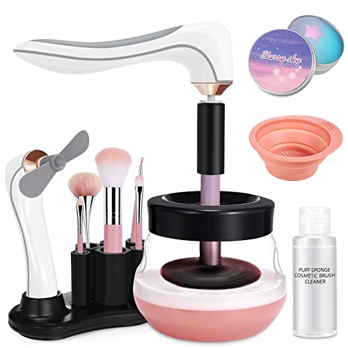 Dotsog Makeup Brush Cleaner Dryer, Makeup Brush Cleaner Machine With 6 Rubber Collars, Wash And Dry In Seconds, Deep Cosmetic Brush Spinner For All Size Brushes #TOP6