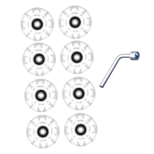 HEMOTON 1Set Light Up Roller Skate Wheels Double Row Skating Wheels for Adults Durable PU Material with Bearings for Outdoor Indoor Skating Glowing Design