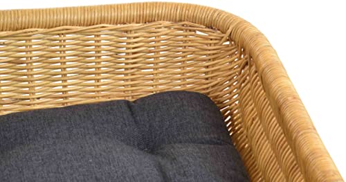 Krines Home Exklusiver Retro-Design Hundekorb Hundebett Tierkorb Haustier Bett Groß aus Rattan mit Kissen/Modernes Bett für Katzen und Hunde Grösse XL (Honig)